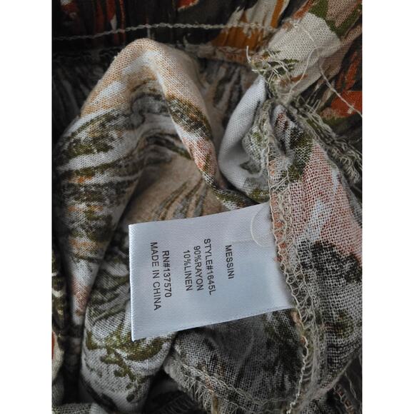 Messini Tropical Linen Blend Pants L Womens Lagen Look Beachy Pull on Comfy - Picture 7 of 7